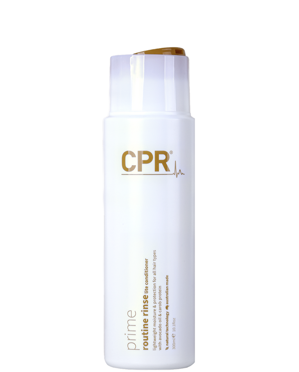 CPR Prime Essentials Rinse Lite Conditioner 900ml bottle standing upright, featuring a sleek white design with modern text, placed against a clean background, highlighting its professional-grade haircare branding