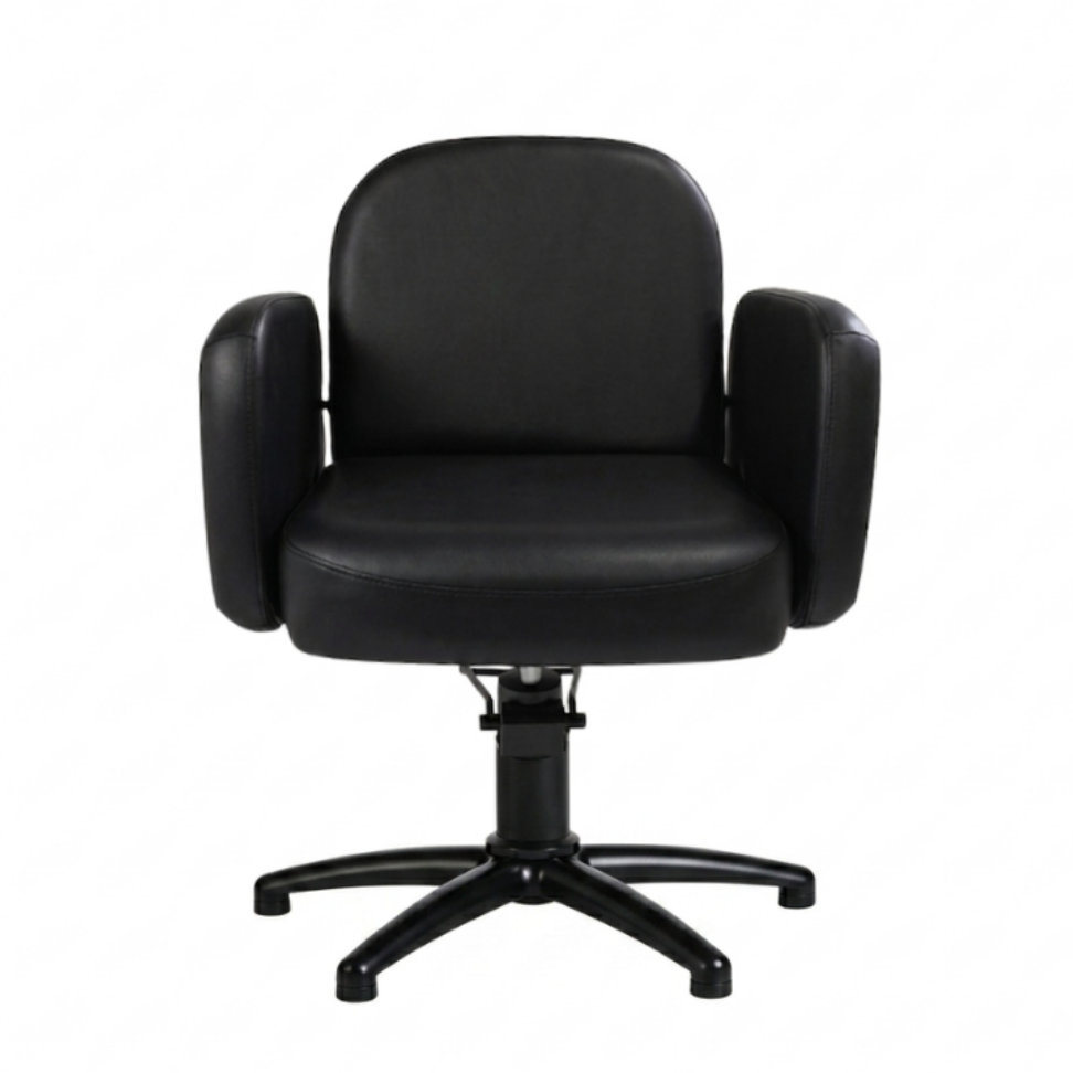Black salon hairdressing chair on a white background