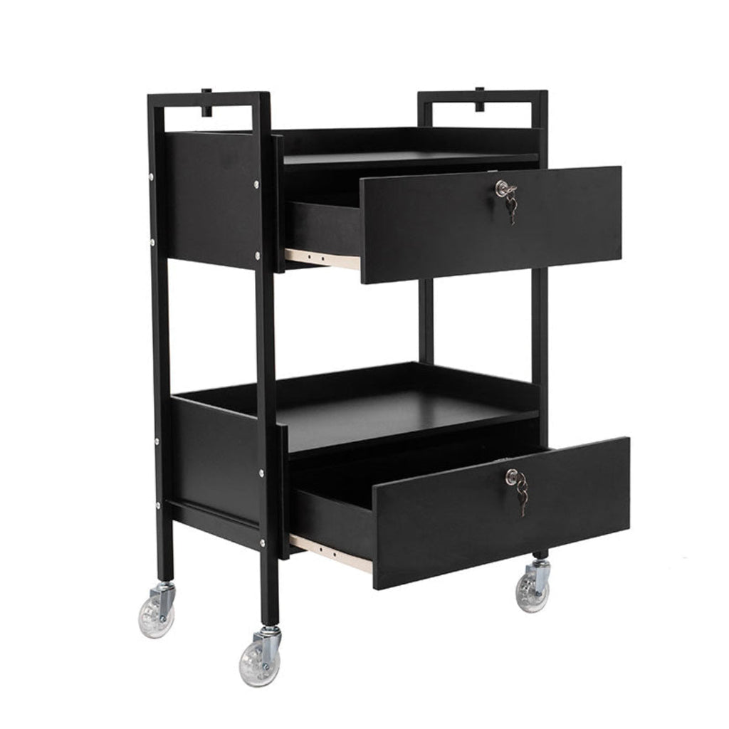 2 Tier Salon Trolley - Black