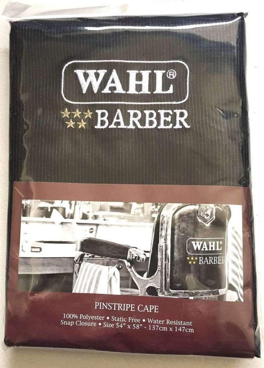 The Wahl Traditional Pinstripe Barber Cape is a must-have for busy barbers and hairdressers