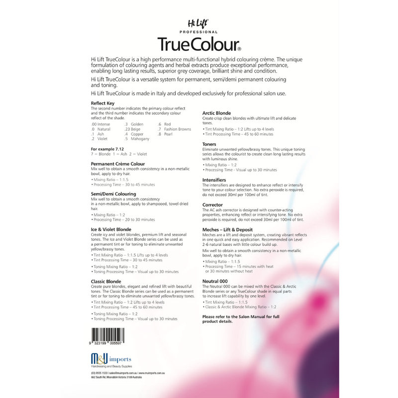 Hi Lift True Colour Permanent Hair Colour 100ml