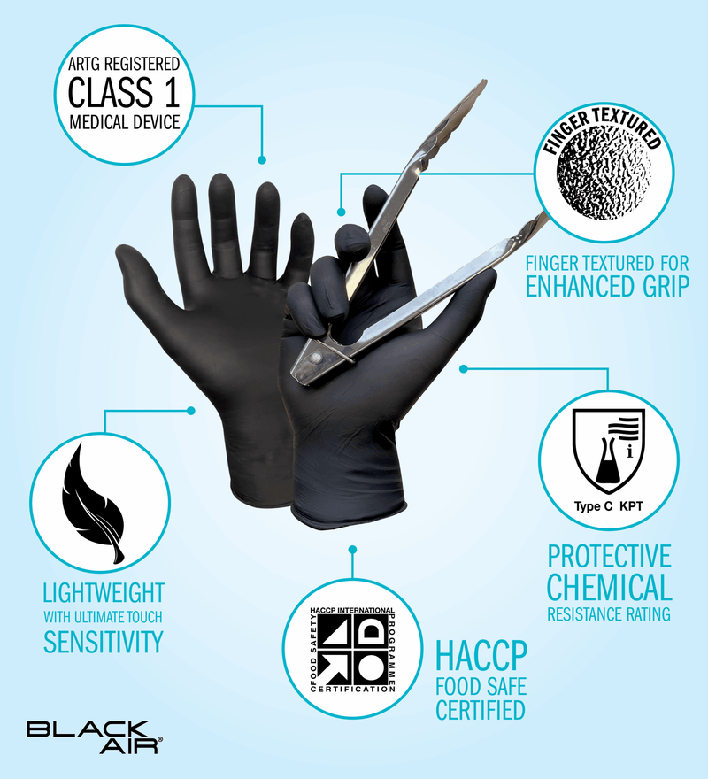Black Air Nitrile Disposable Black Gloves 100 Pack