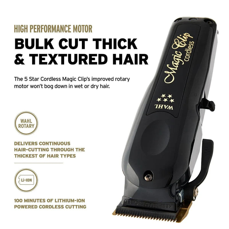 Wahl 5‑Star Cordless Barber Combo – Magic Clip & Detailer Li (Black)