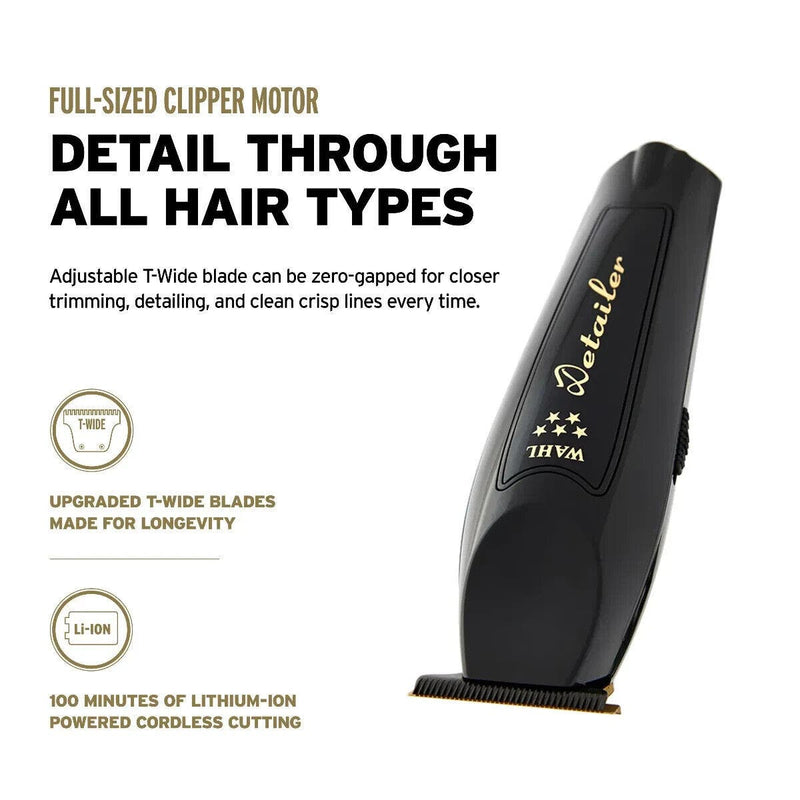 Wahl 5‑Star Cordless Barber Combo – Magic Clip & Detailer Li (Black)
