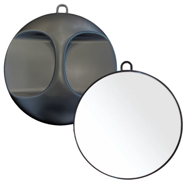 Black Round Mirror with Wall Bracket & Handle