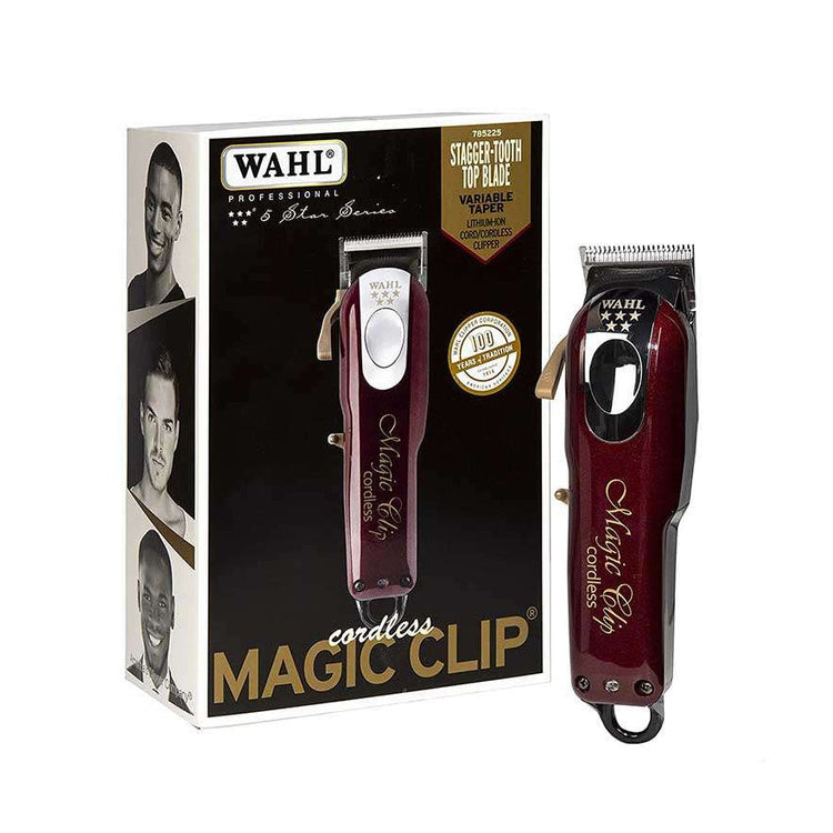 Wahl Magic Clip cordless hair clipper with packaging on a white background