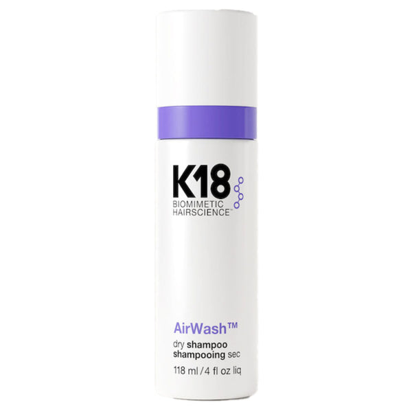 K18 AirWash dry shampoo bottle on a white background