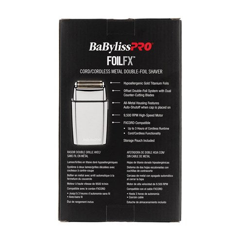 BaBylissPRO Foil FX02 Metal Double Foil Shaver - Silver
