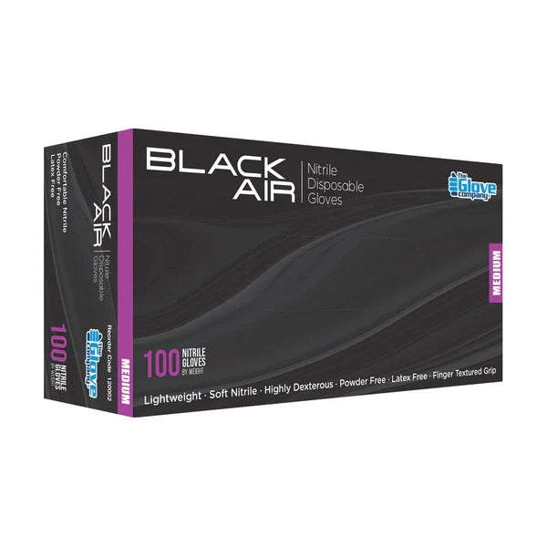 Black Air Nitrile Disposable Black Gloves 100 Pack