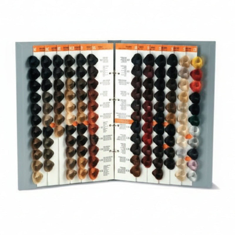 Color chart for compagnia hair colours  with various colour options on a white background