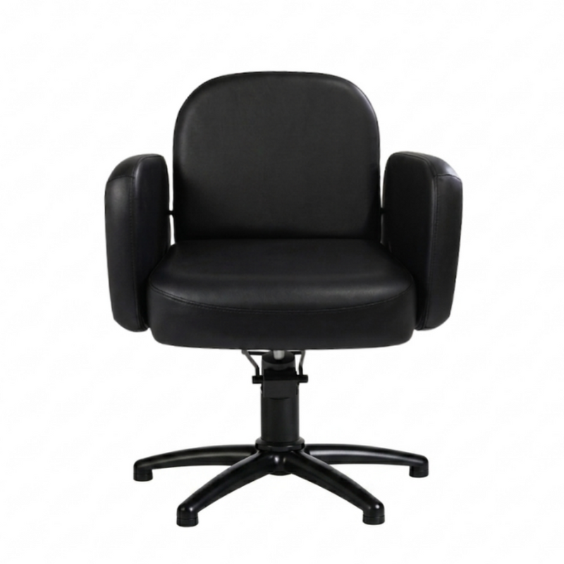 Black salon hairdressing chair on a white background