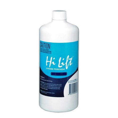 A bottle of Hi Lift Peroxide 20 Vol 6% hair developer.