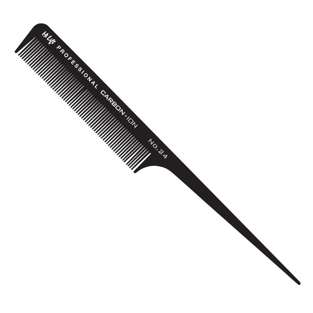 Black hair comb with 'Hi Lift' branding on a white background