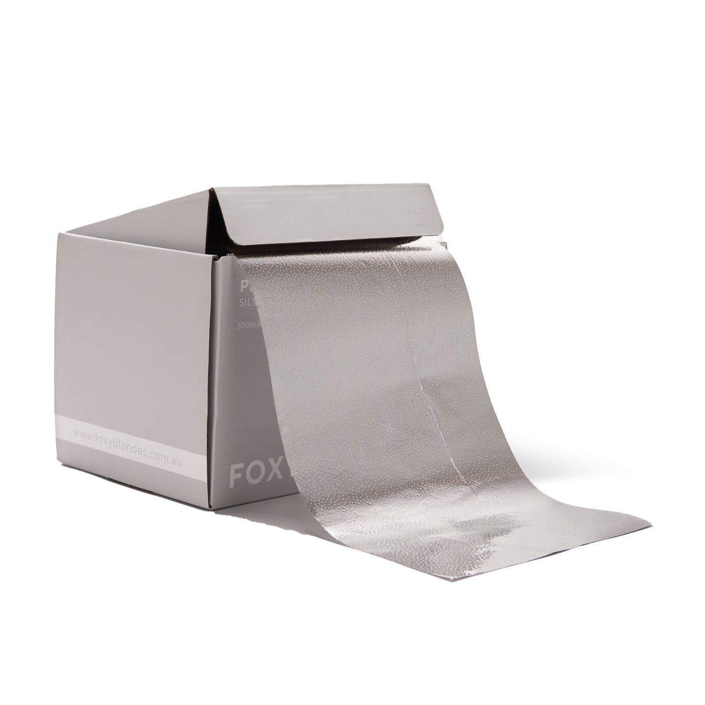 Roll of tinfoil with a box on a white background