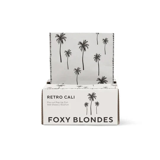 Foxy Blondes product packaging with palm tree design on a white background