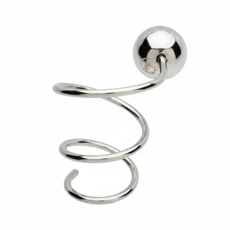 A metal spiral wall hook for hairdryers for use in hair and barber salons
