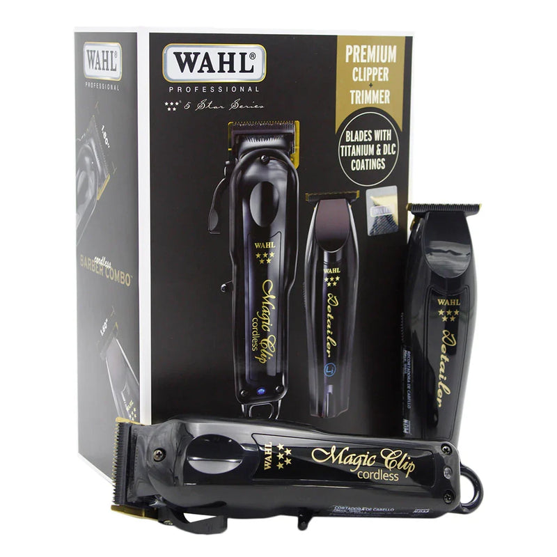 Wahl 5‑Star Cordless Barber Combo – Magic Clip & Detailer Li (Black)