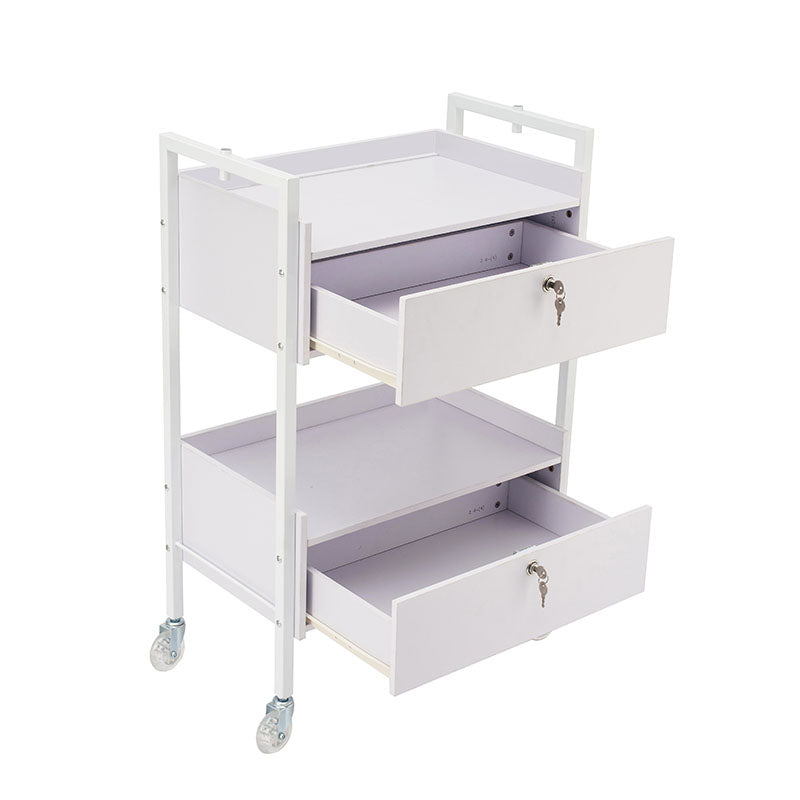 2 Tier Salon Trolley - White