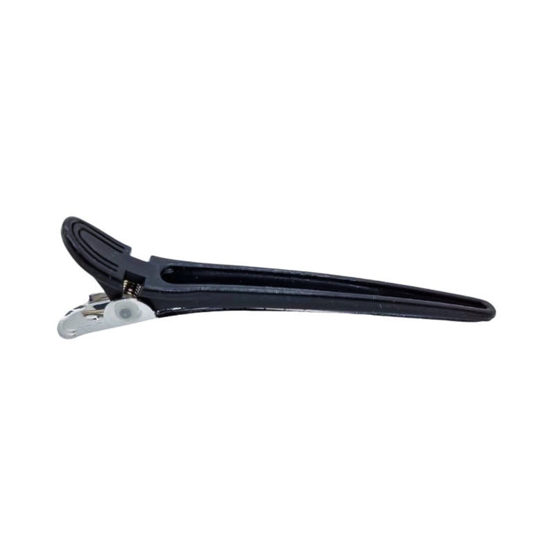 Black sectioning clip on a white background