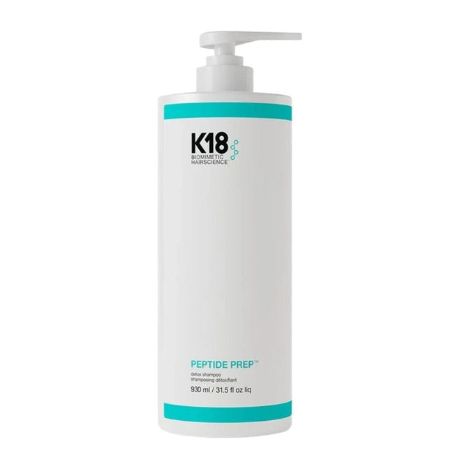 K18 Peptide Prep bottle with pump on a white background