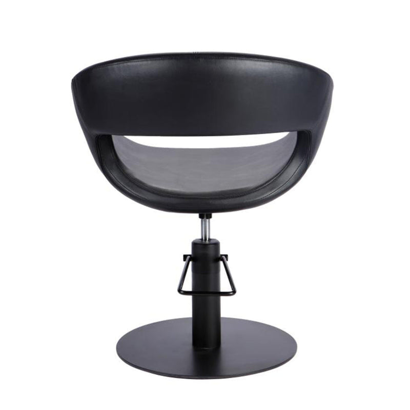 Black salon chair on a white background