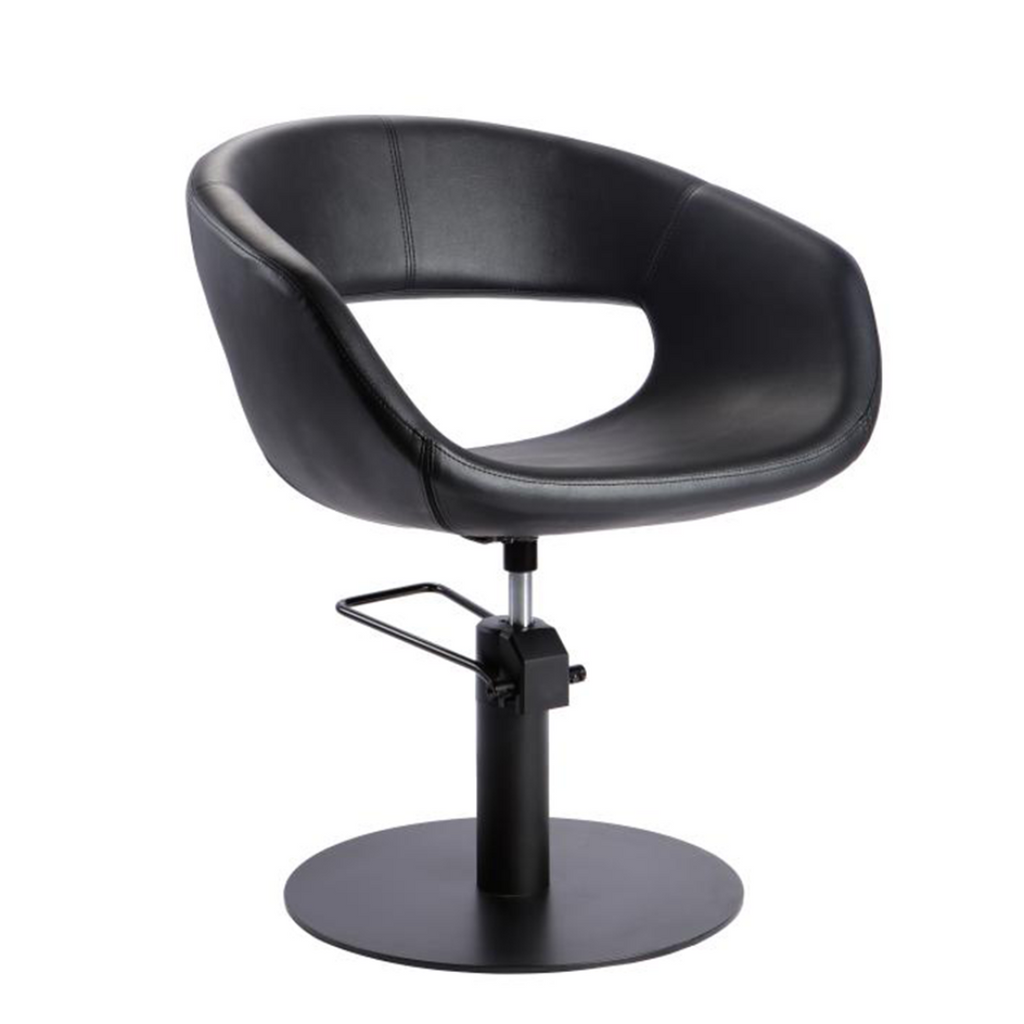 Black adjustable chair on a white background