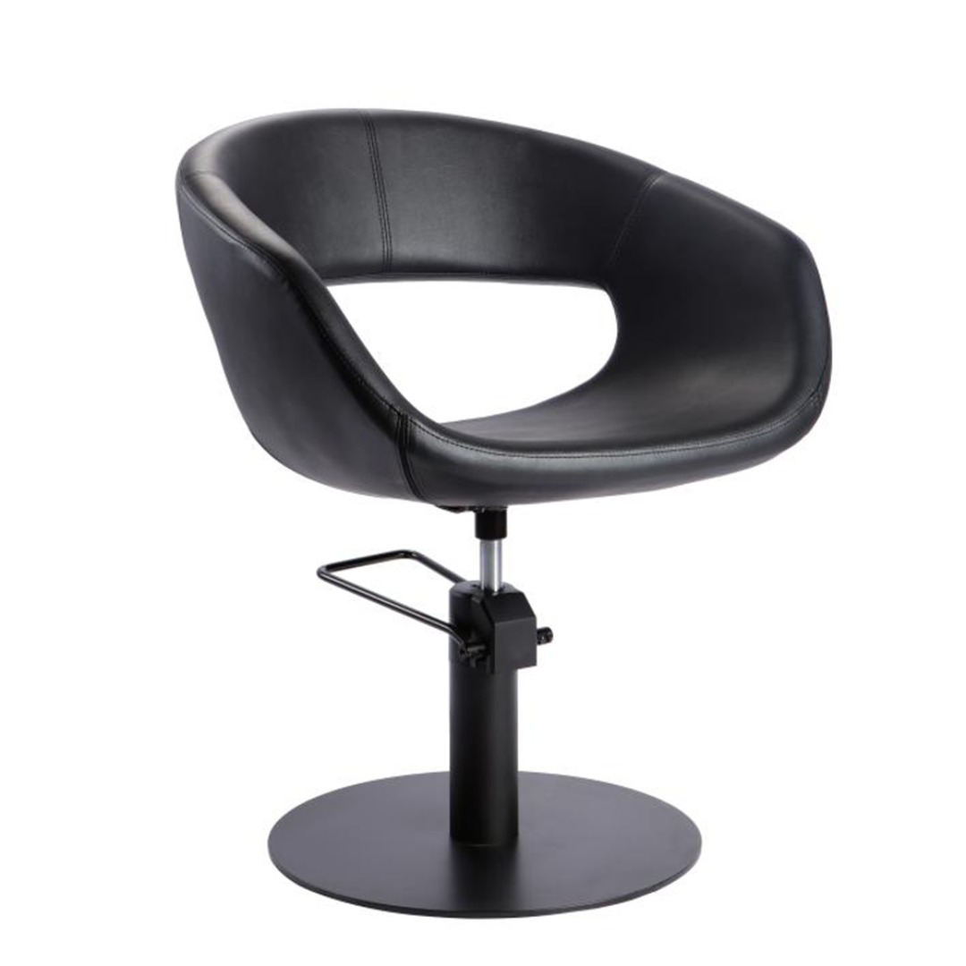 Black adjustable chair on a white background