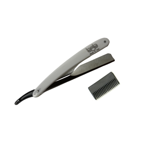 Bob Professional White Cut Throat Razor - With Bonus Thinner Comb - Made in Italy